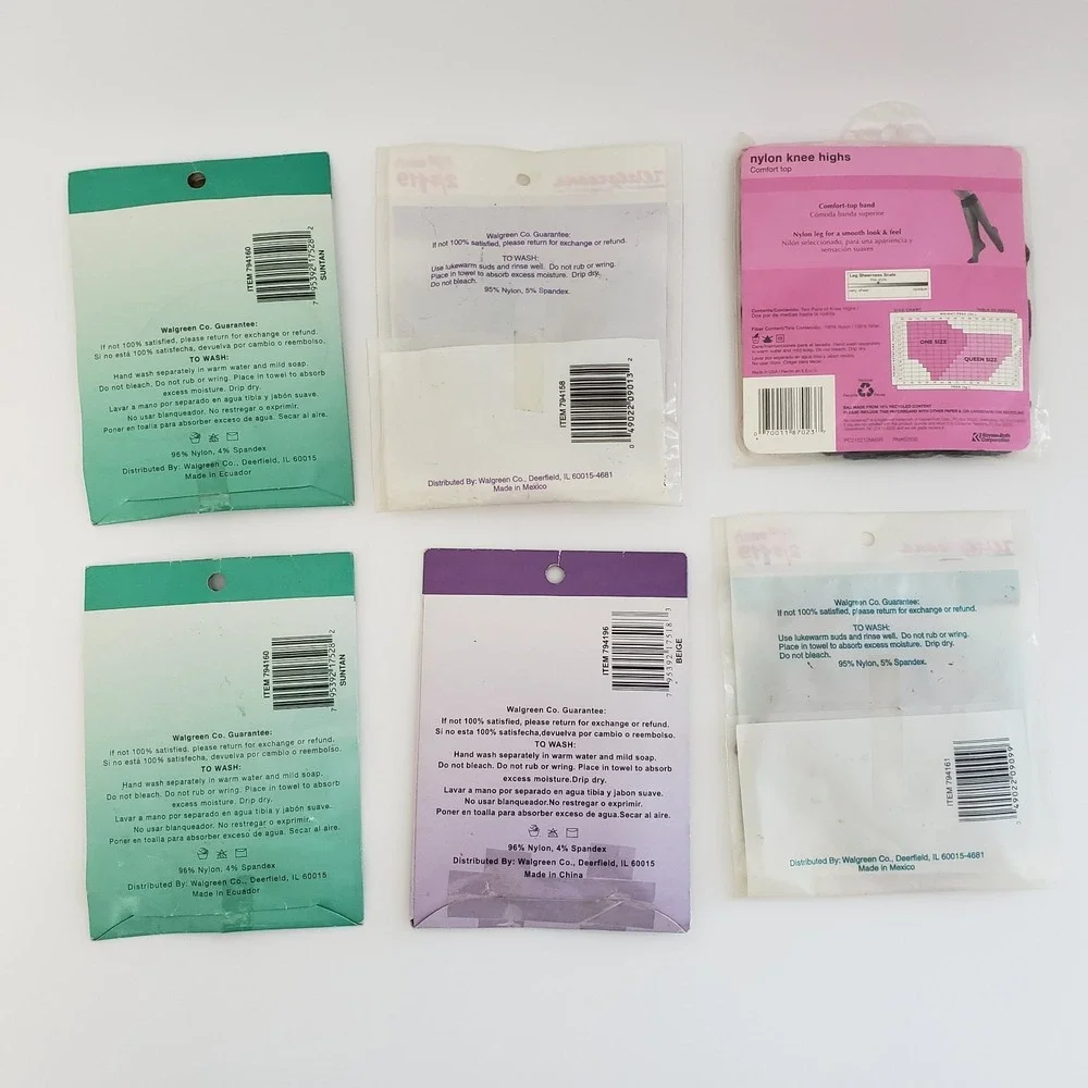Walgreens Queen Comfort Top Reinforced Toe Knee High Stockings Lot Of 6 Sz 10-13